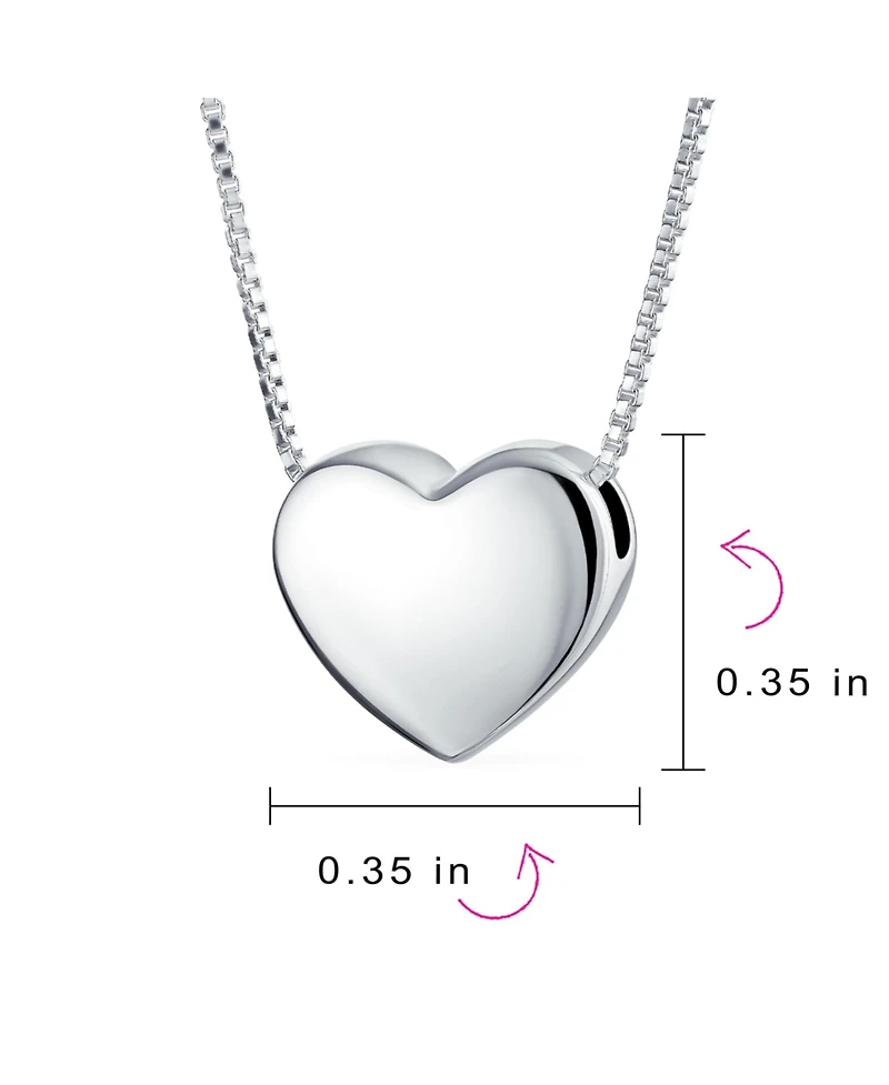 Bling Jewelry Plain Simple Heart Pendant Necklace Slide Pendant Sterling Silver