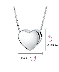 Bling Jewelry Plain Simple Heart Pendant Necklace Slide Pendant Sterling Silver