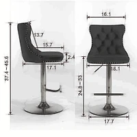 Streamdale Modern Blue Velvet Bar Stools, Set of 2