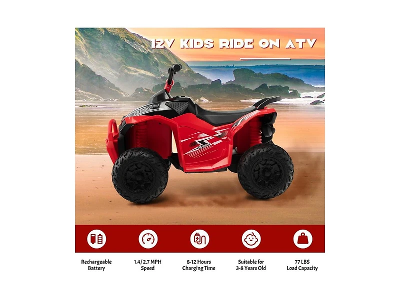 Slickblue 12V Kids Ride On Atv with High/Low Speed and Comfortable Seat