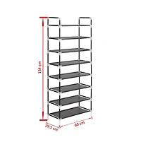 vidaXL Shoe Rack with 8 Shelves Metal and Non-woven Fabric Black