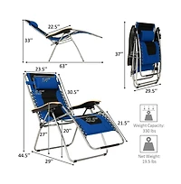 Slickblue Oversize Folding Adjustable Padded Zero Gravity Lounge Chair