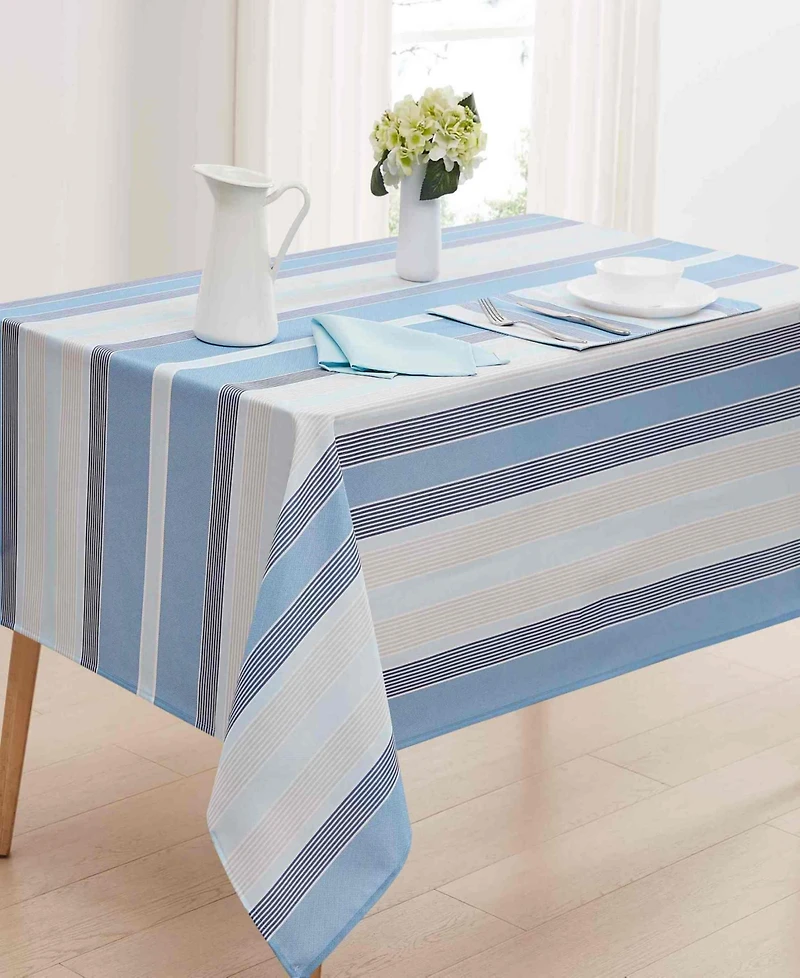 Izod Breakers Stripe Water-Resistant Indoor and Outdoor Tablecloth