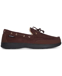 Isotoner Men's Water Repellent Microsuede Carter Boater Moccasin Slipper with Memory Foam