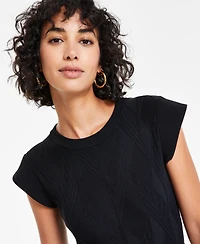Vince Camuto Women's Textured-Knit Cap-Sleeve Midi Dress
