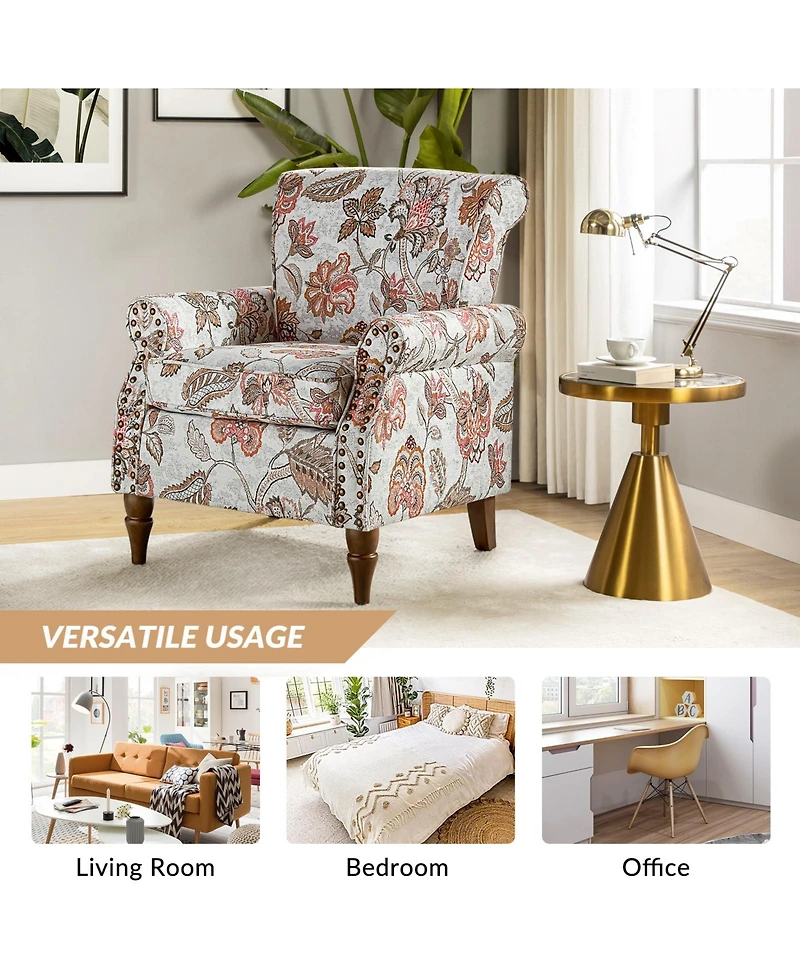 Avelina Wooden Armchair with Nailhead Trim