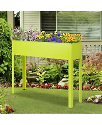 40" Raised Garden Bed with Legs Metal Elevated Planter Box Drainage Hole Backyard