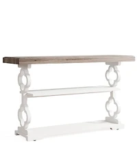 Tribesigns Farmhouse Console Table, 55 inch Rustic Entryway Sofa Table with Storage Shelves, 3 Tier Wood Long Accent Entry Table, Grey and White