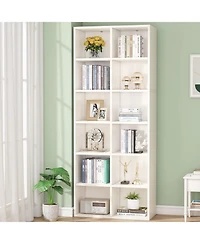 Tribesigns 71.65 Inch Tall Narrow Bookcase Bookshelf, White Modern Bookcase with 12 Cube Storage for Home Office, Vertical or Horizontal