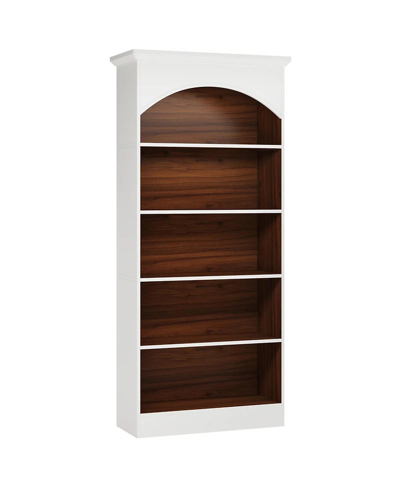 Tribesigns 5-Shelf White Bookcase, 70.9'' Tall Bookshelf with Storage Shelves, Vintage Free-Standing Library Book Shelving Unit