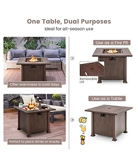 32'' Patio Square Fire Pit Table 50,000 Btu Propane Gas Table