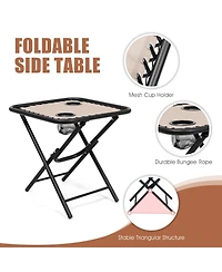 Slickblue 3 Pieces Folding Portable Zero Gravity Reclining Lounge Chairs Table Set