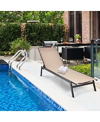 Slickblue Outdoor Reclining Chaise Lounge Chair with 6-Position Adjustable Back