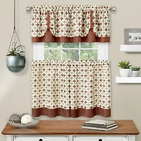 Kate Aurora Modern Geo 3 Pc Kitchen Curtain Tier & Valance Set