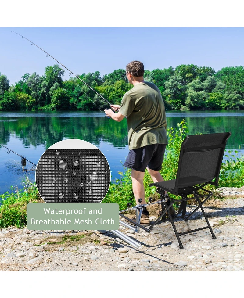 Slickblue All weather Outdoor Foldable 360 Degree Swivel Chair with Iron Frame