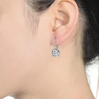 Genevive Sterling Silver White Gold Plating Cubic Zirconia Leverback Drop Earrings