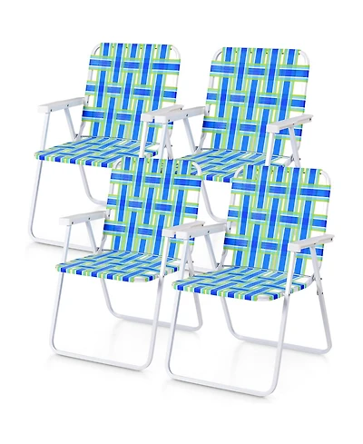 Slickblue 4 Pieces Folding Beach Chair Camping Lawn Webbing