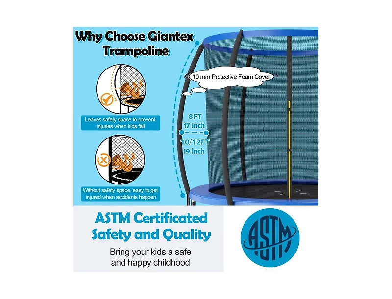 Slickblue 8 Feet Astm Approved Recreational Trampoline with Ladder