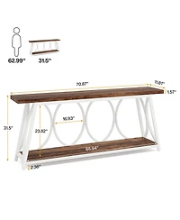Tribesigns 70.9 inch Extra Long Console Table, Industrial Sofa Table Behind Couch with 2 Tier Storage Shelf, Narrow Entryway Hallway Accent