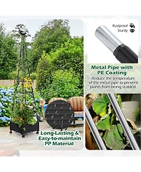 Slickblue Garden Obelisk Trellis with Self-Drainage System for Climbing Plants-Black