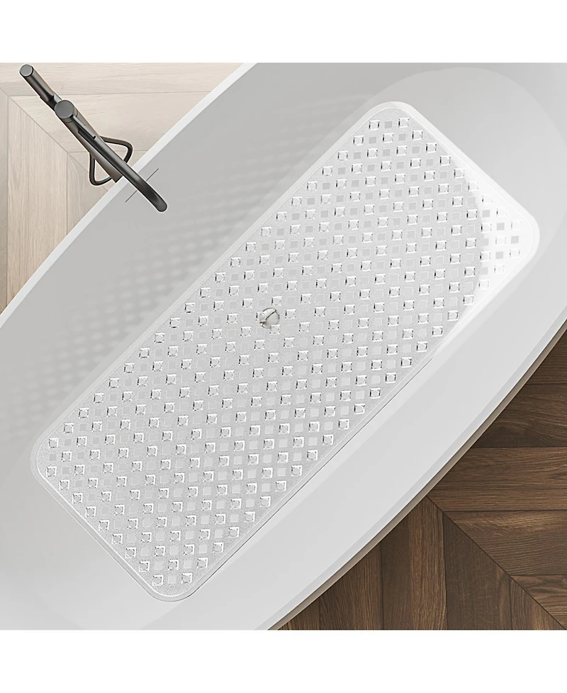 Clara Clark Non-Slip Suctioned Bathtub Mat with Drainage Holes - Durable & Machine Washable - Clear - 35"x16"