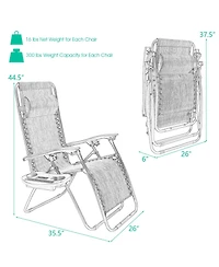 Slickblue 2 Pieces Folding Lounge Chair with Zero Gravity