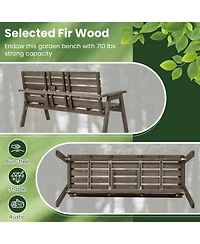 Slickblue Outdoor Fir Wood Bench with Foldable Middle Table-Gray