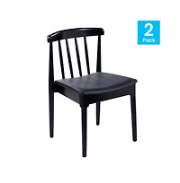 Emma+Oliver Charlize Set Of 2 Solid Wood Dining Chairs With Spindle Backrests And Vinyl Seats