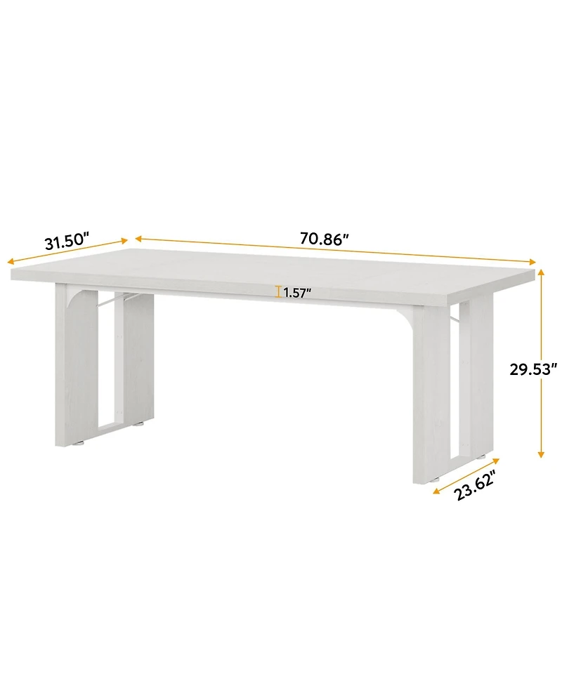 Tribesigns 71" Large Dining Table for 6 to 8 People, Rustic Farmhouse Style Dinner Table, Rectangular Dining Table