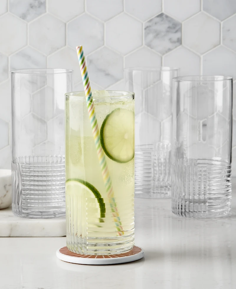 The Cellar Lia Collection 16.9-oz. Fluted Highball Glasses, Set of 4, Exclusively at Macy's