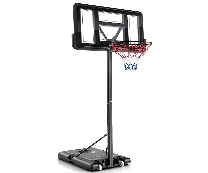Slickblue 4.25-10 Feet Adjustable Basketball Hoop System with 44 Inch Backboard-a