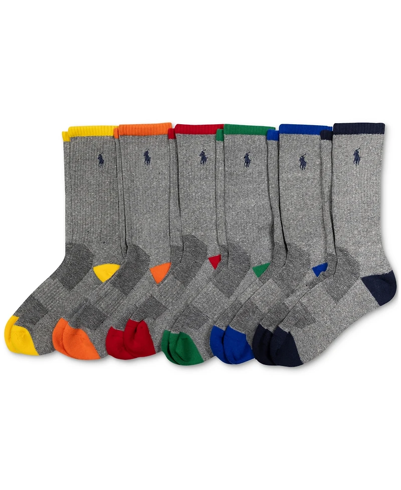 Polo Ralph Lauren Men's 6-Pk. Performance Tipped Color Heel Toe Crew Socks