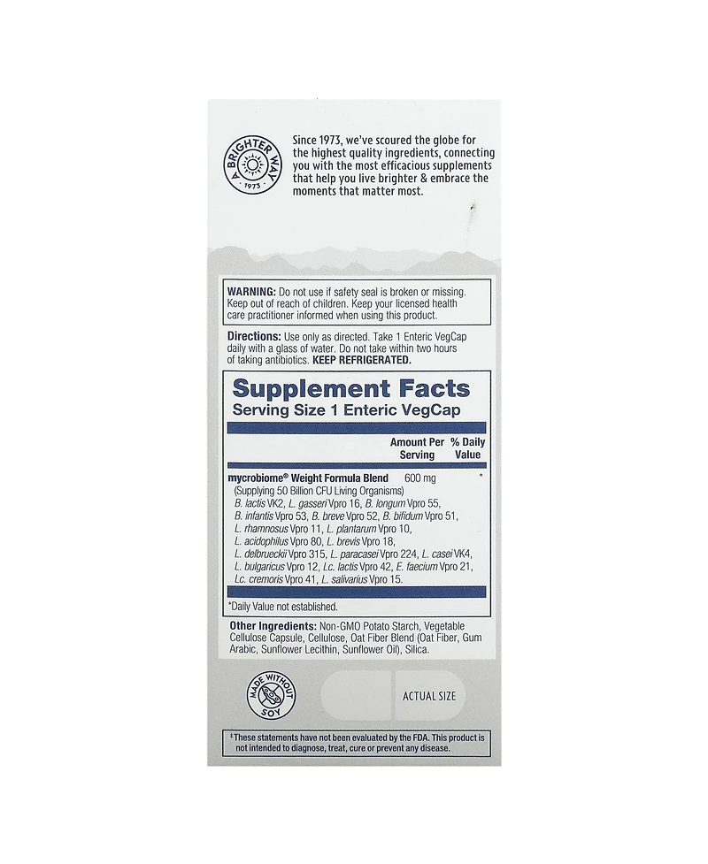 Solaray Mycrobiome Probiotic Weight Formula 50 Billion