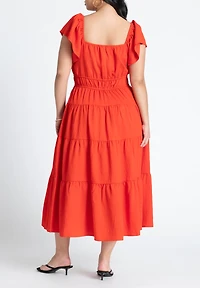 Eloquii Women's Plus Size Ruffled Tiered Maxi Dress