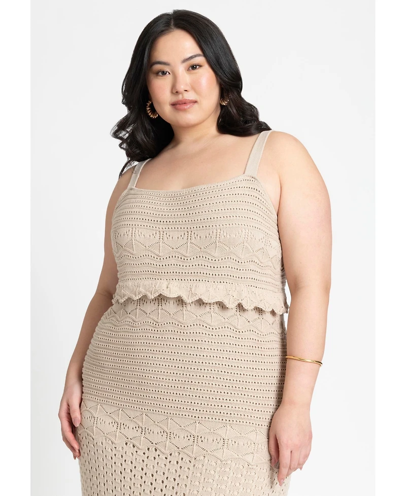 Eloquii Women's Plus Crochet Maxi Dress