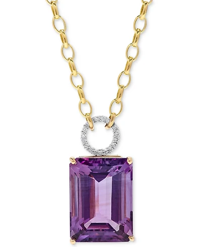 Amethyst (22 ct. t.w.) & Diamond (1/6 ct. t.w.) 17" Pendant Necklace in 14k Gold