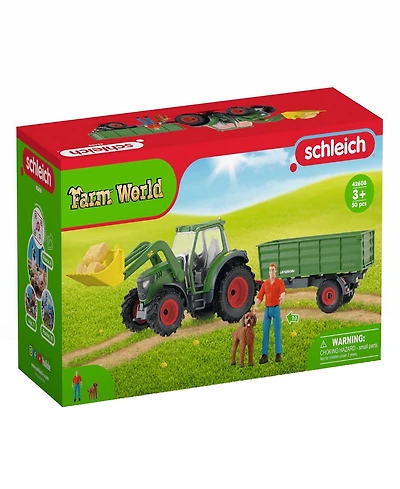 Schleich Farm World Tractor With Trailer Figurine Playset