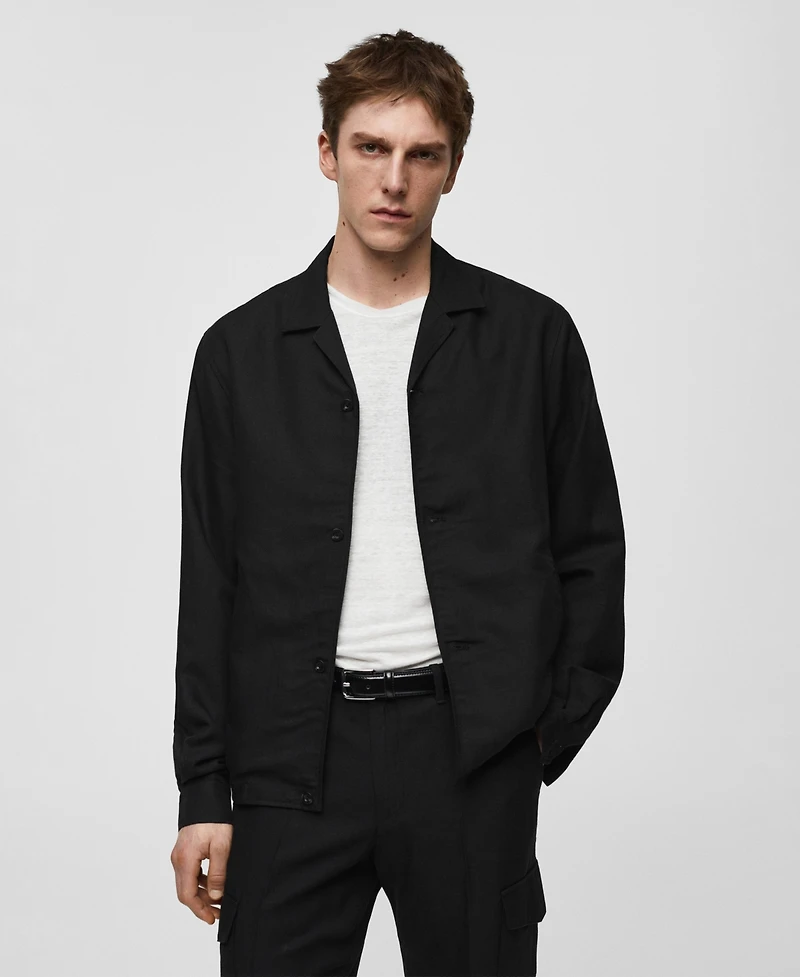 Mango Men's Slim-Fit Linen-Blend Overshirt