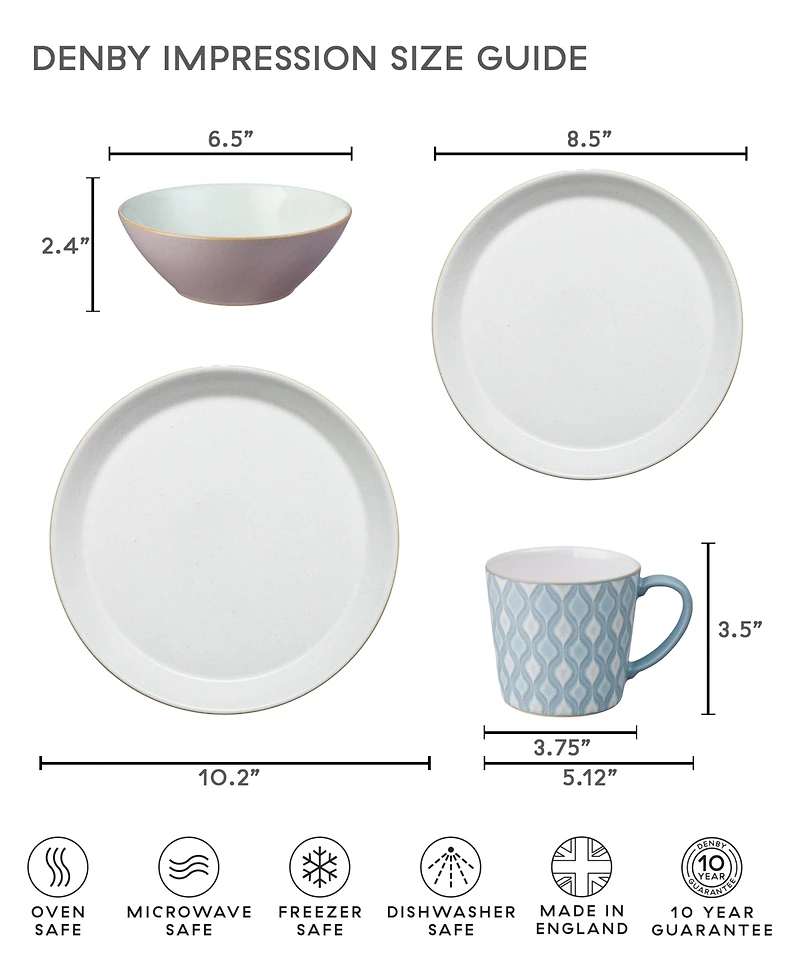 Denby Impression Pink Set of 4 Dinner Plates