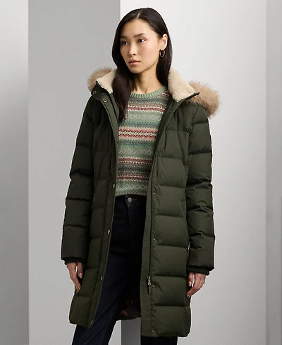 Lauren Ralph Petite Faux-Fur-Trim Hooded Puffer Coat