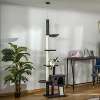 Streamdale Furniture PawHut Adjustable Height Cat Tree with Multiple Activities and Scratching Posts