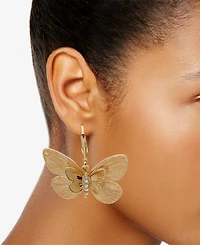 lonna & lilly Gold-Tone Pave Butterfly Drop Earrings