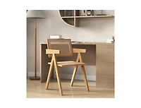 Slickblue Set of 2 Rattan Accent Chairs with Natural Bamboo Frame-Natural