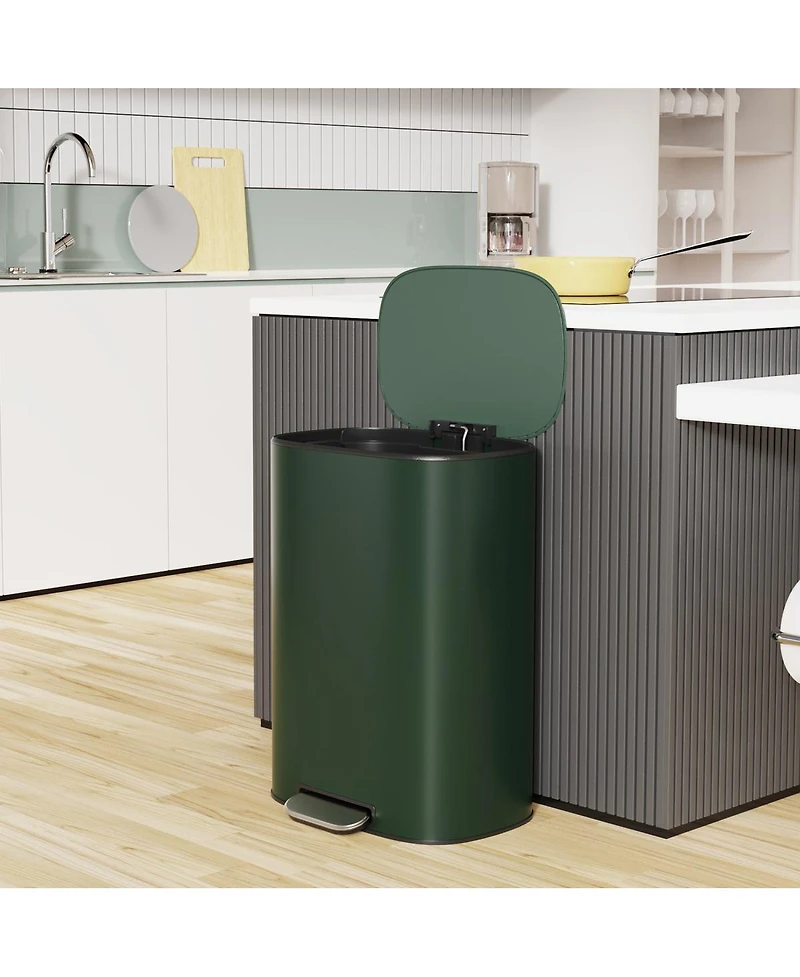 Streamdale Furniture Green Stainless Steel Kitchen Trash Can - 13 Gallon Capacity