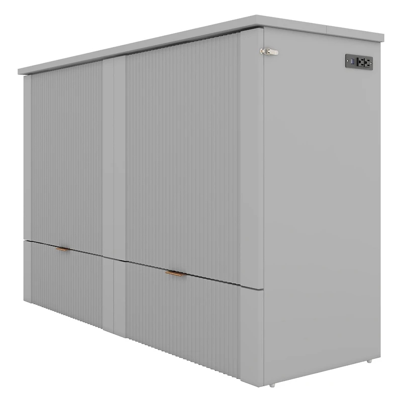 Streamdale Murphy Bed with Drawer, Sockets, Usb Ports in Gray