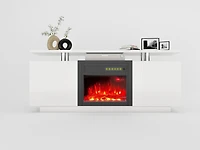 Streamdale 160cm High Gloss Tv Cabinet with Electric Fireplace (Heat & Color Change)
