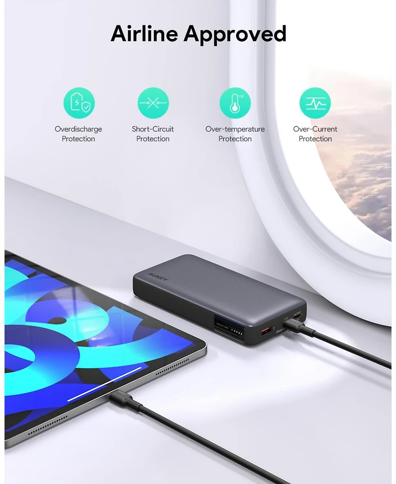 Aukey Pb-Y42 30W 20000mAh Portable Power Bank