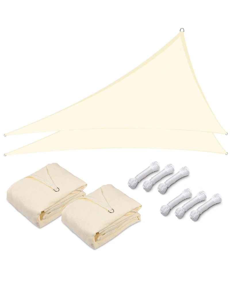2 Pack 20 Ft 97% Uv Block Triangle Sun Shade Sail Canopy Cover Net Outdoor Patio