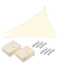 2 Pack 20 Ft 97% Uv Block Triangle Sun Shade Sail Canopy Cover Net Outdoor Patio