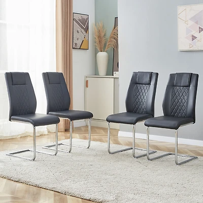 Streamdale Modern Pu Leather Dining Chairs with Metal Legs | Easy Assembly